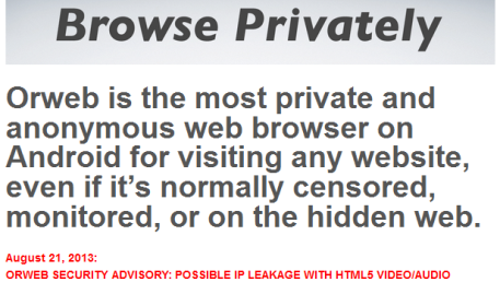 Orweb description from guardianproject.info