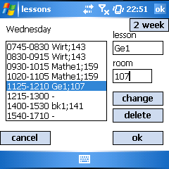 association of the lessons/rooms to the hours