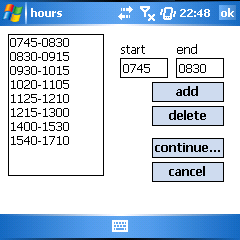 entry of the hours - please finish compleatly first